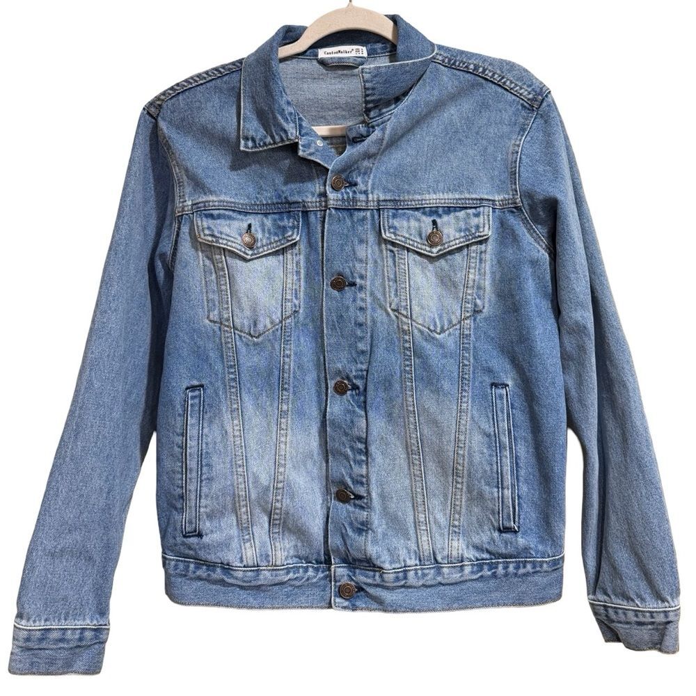 🧥 Cantonwalker Women’s Oversized Vintage Washed Boyfriend Denim - M